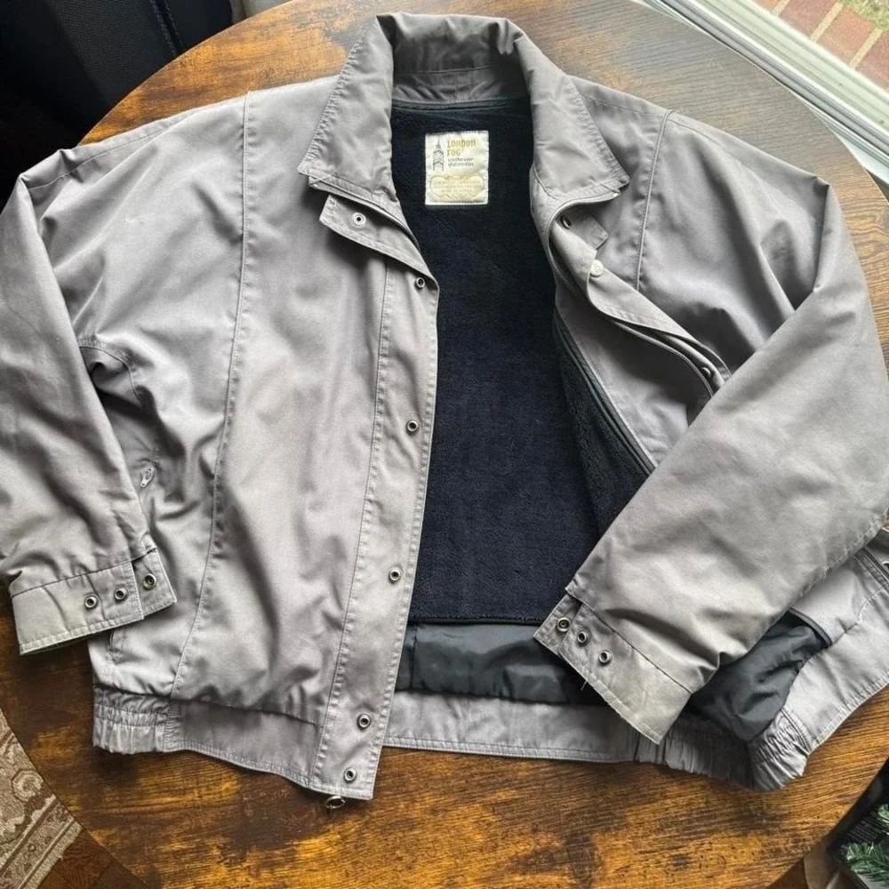 London Fog Gray Lined Jacket Size 42 Reg Classic Zip Coat